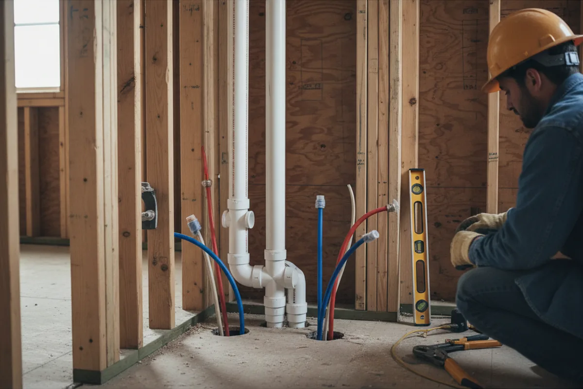 Drain and supply rough-in during Toilet Repair and Installation in Sherman
